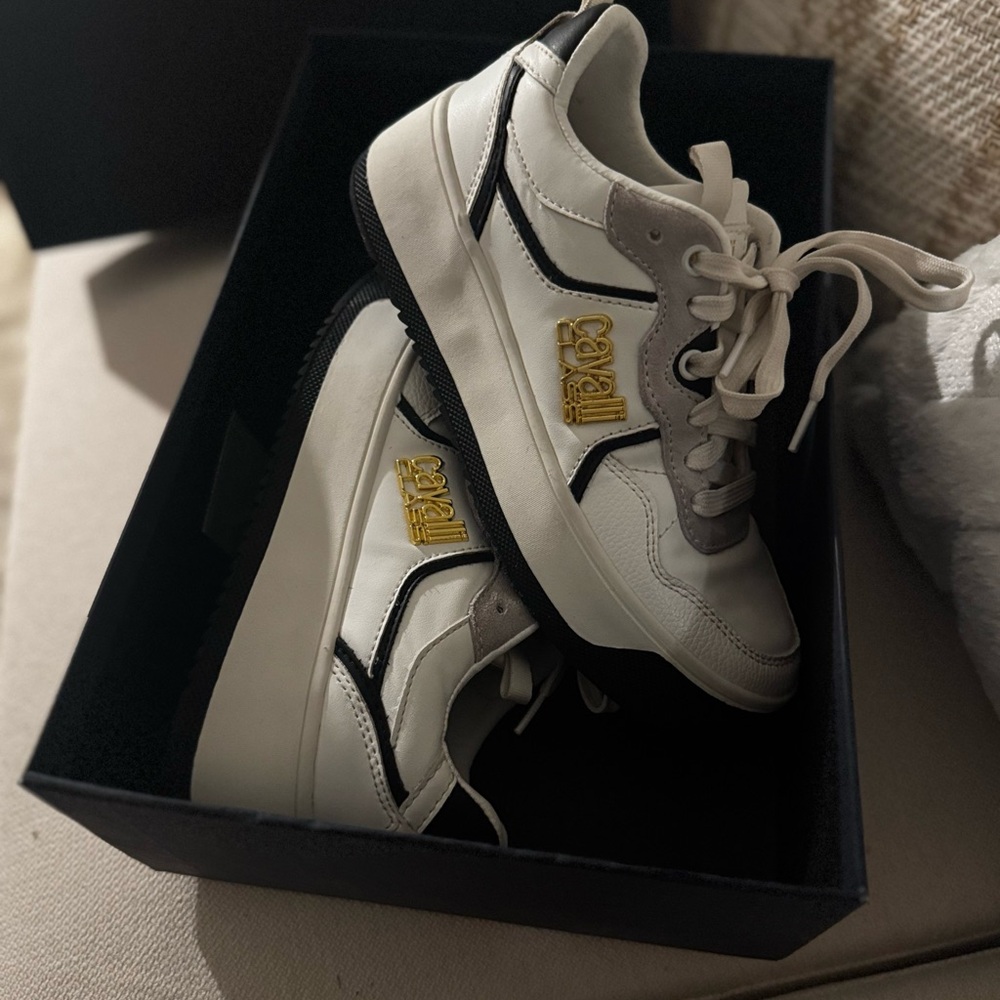 Cavalli Class White and Black Sneakers 👟